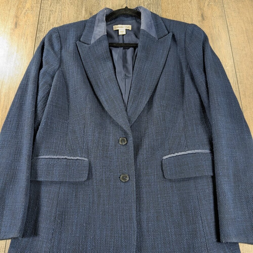 Coldwater Creek Blazer Jacket Womens 10 Blue Long Sleeve Button Preppy Office